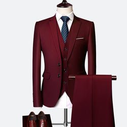 Solid Color 3-Piece Suit for Men - Luzilly Bridal & Apparel