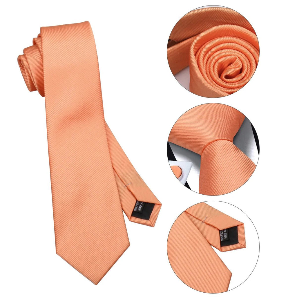 Solid Tie Set Brooch Pocket Square Silk Necktie For Man Wedding Ties Mens Classic Neckties Business Suit Pins Classic Gravats - Luzilly Bridal & Apparel