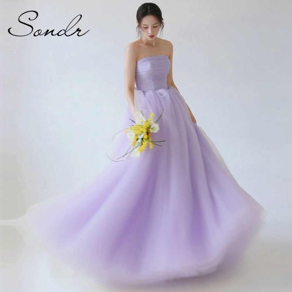 Sondr 2025 New Korean Wedding Dresses Light Yellow Soft Tulle Bridal Wedding Snap Dresses Customized Luxury Women Party Dresses - Luzilly Bridal & Apparel