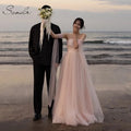 Sondr Baby Pink Bridal Wedding Snap Dresses Korean Style Soft Tulle Strapless Corset Outdoor Wedding Reception Dress Party Gown - Luzilly Bridal & Apparel