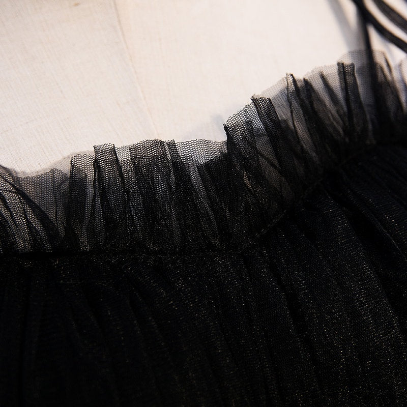 Spaghetti-straps Pleated bodice Ruffle Layered tutu soft tulle prom dress - Luzilly Bridal & Apparel