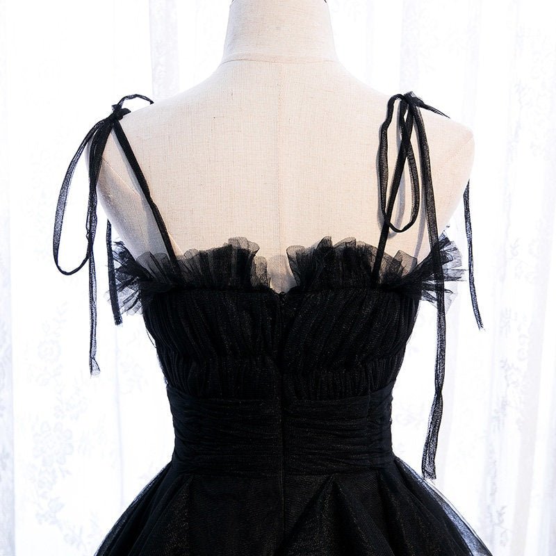 Spaghetti-straps Pleated bodice Ruffle Layered tutu soft tulle prom dress - Luzilly Bridal & Apparel
