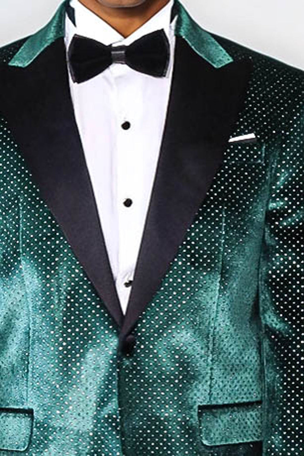 Sparkling Dotted Peak Lapel Men's Green Tuxedo Jacket - Wessi - Luzilly Bridal & Apparel