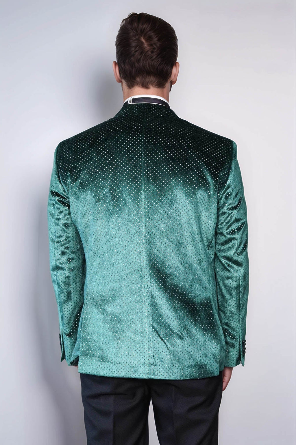 Sparkling Dotted Peak Lapel Men's Green Tuxedo Jacket - Wessi - Luzilly Bridal & Apparel