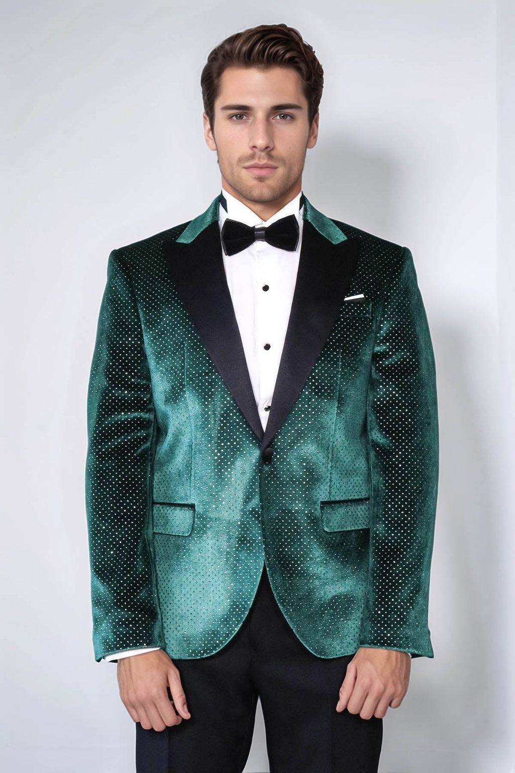 Sparkling Dotted Peak Lapel Men's Green Tuxedo Jacket - Wessi - Luzilly Bridal & Apparel