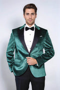 Sparkling Dotted Peak Lapel Men's Green Tuxedo Jacket - Wessi - Luzilly Bridal & Apparel