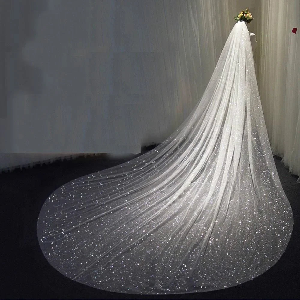 Sparkling Sequined Cathedral Wedding Veil - Luzilly Bridal & Apparel