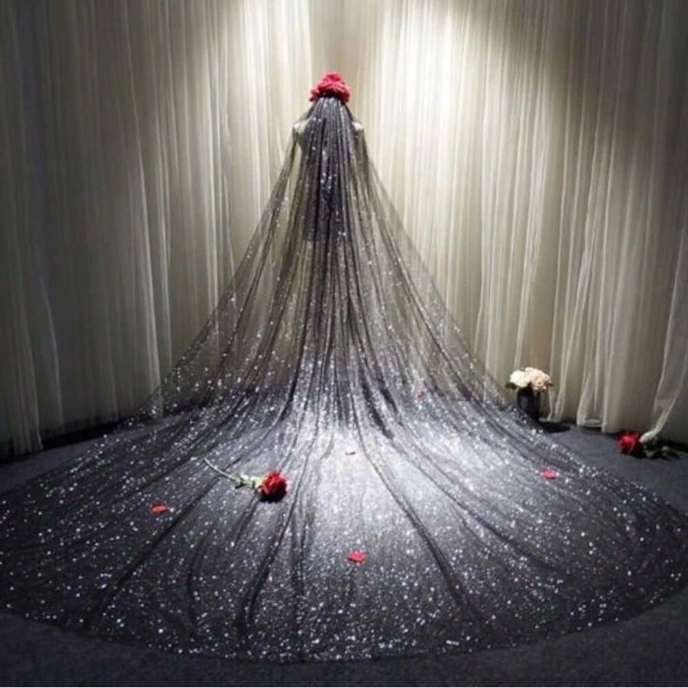 Sparkling Sequined Cathedral Wedding Veil - Luzilly Bridal & Apparel