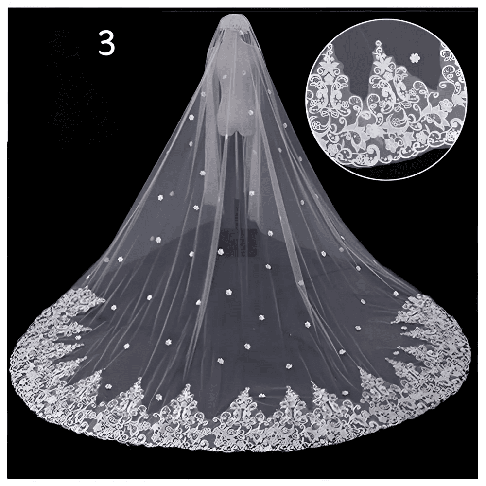 Sparkling Wide Cathedral Bridal Veil - Luzilly Bridal & Apparel
