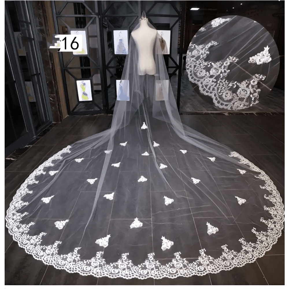 Sparkling Wide Cathedral Bridal Veil - Luzilly Bridal & Apparel