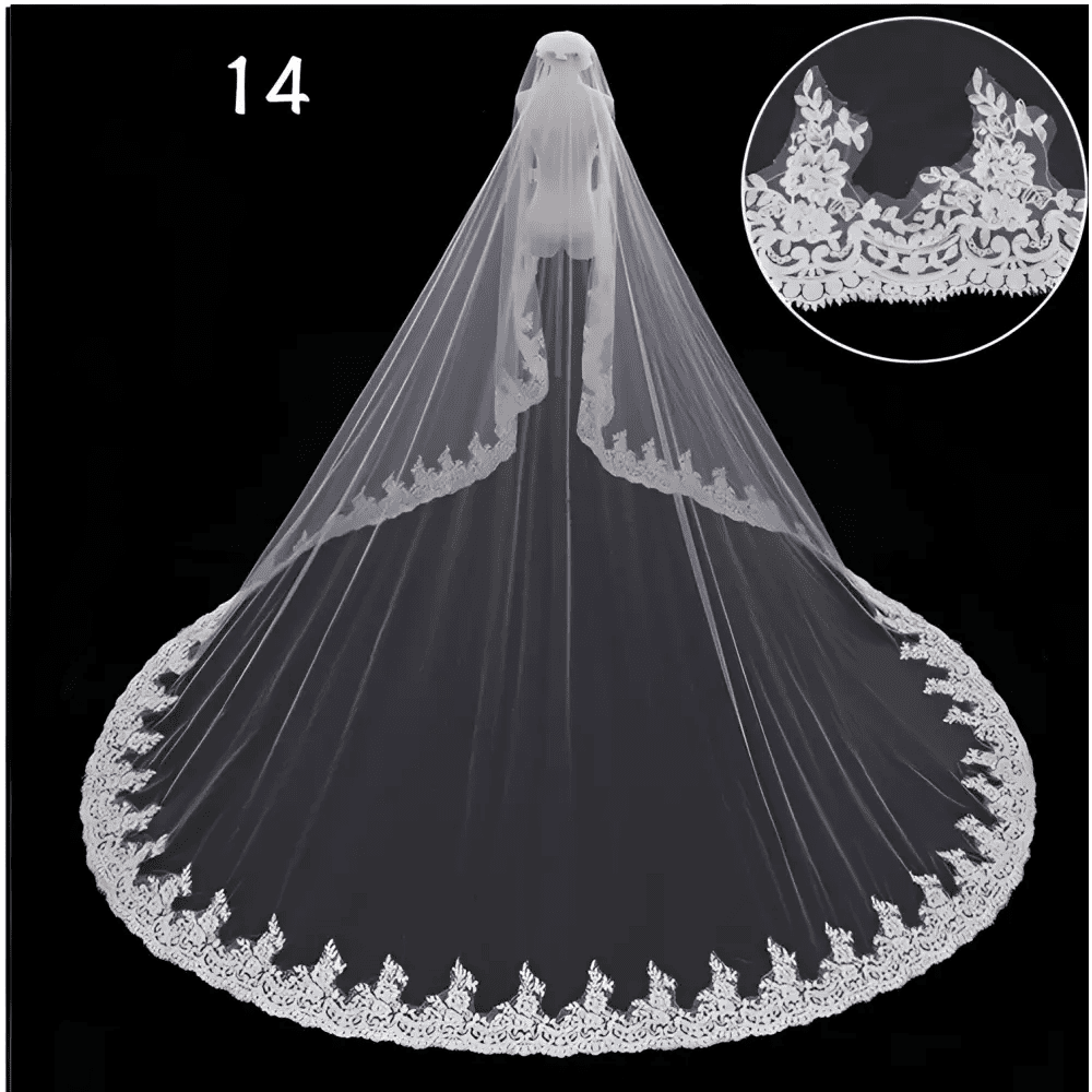 Sparkling Wide Cathedral Bridal Veil - Luzilly Bridal & Apparel