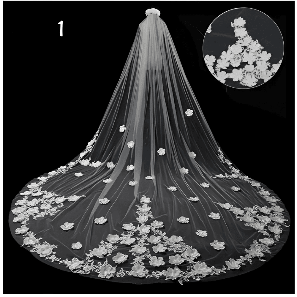 Sparkling Wide Cathedral Bridal Veil - Luzilly Bridal & Apparel