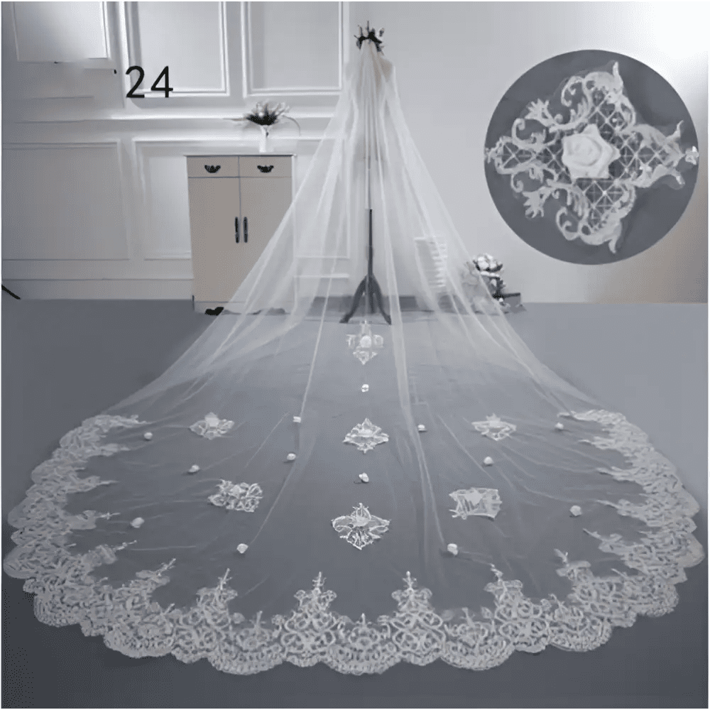 Sparkling Wide Cathedral Bridal Veil - Luzilly Bridal & Apparel