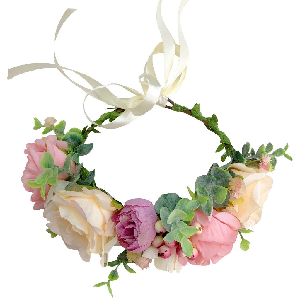 Spring and summer flower garland headwear simulation rose crown water grass headband bride travel photography hair accessories - Luzilly Bridal & Apparel