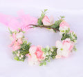 Spring flower wreath, fresh simulation flower headdress, green plants, flowers, crown, bride's vacation, wedding headdress, flow - Luzilly Bridal & Apparel
