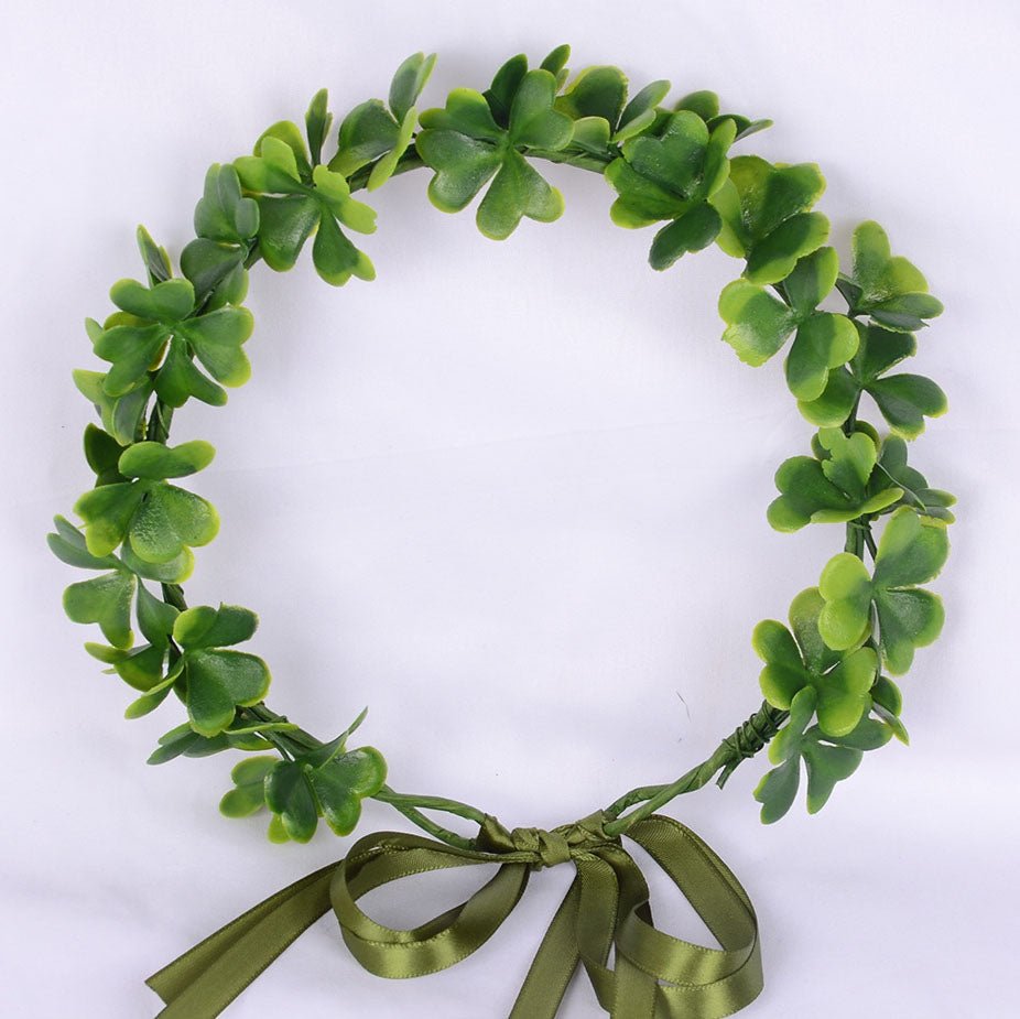 Spring flower wreath, fresh simulation flower headdress, green plants, flowers, crown, bride's vacation, wedding headdress, flow - Luzilly Bridal & Apparel