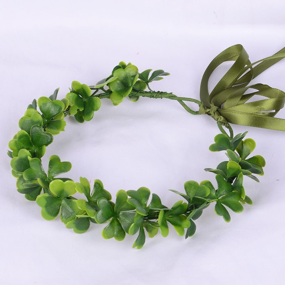Spring flower wreath, fresh simulation flower headdress, green plants, flowers, crown, bride's vacation, wedding headdress, flow - Luzilly Bridal & Apparel