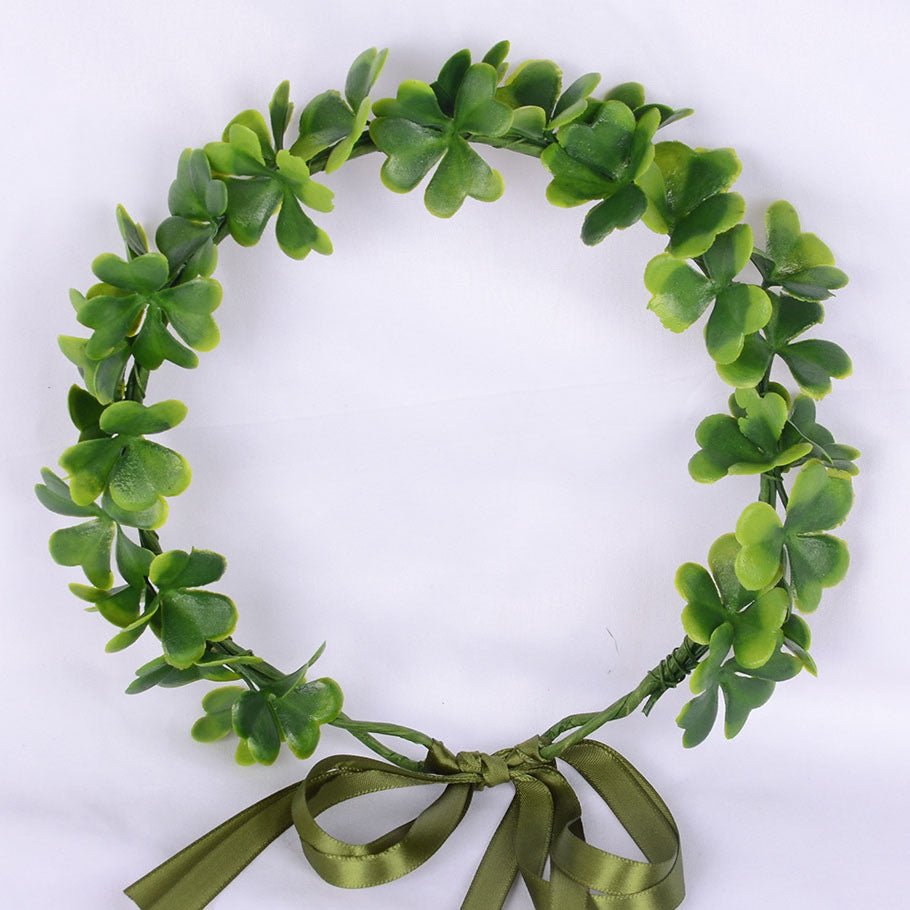 Spring flower wreath, fresh simulation flower headdress, green plants, flowers, crown, bride's vacation, wedding headdress, flow - Luzilly Bridal & Apparel
