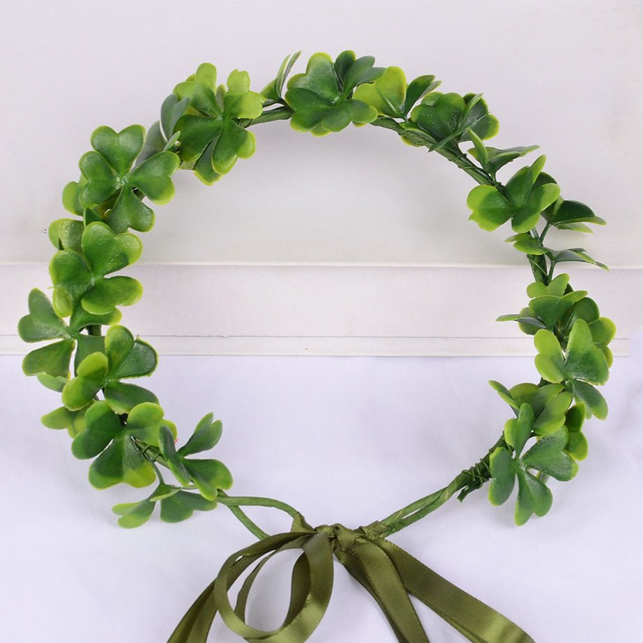 Spring flower wreath, fresh simulation flower headdress, green plants, flowers, crown, bride's vacation, wedding headdress, flow - Luzilly Bridal & Apparel