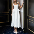 Square-Neck Midi Bridesmaid Dress with Sash Bow - Luzilly Bridal & Apparel