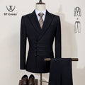ST Cassy Elegant Men's Suits for Wedding Slim Fit Double Breasted Multiple Buttons Casual Business Two-Piece Dress Party Outfit - Luzilly Bridal & Apparel