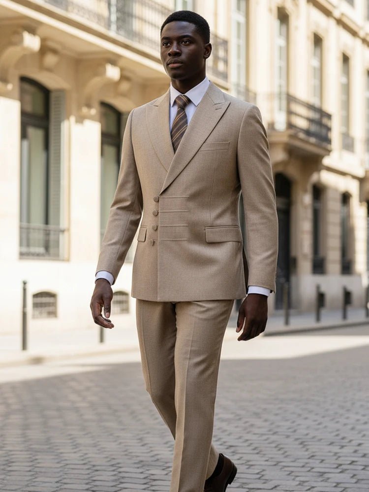 ST Cassy Elegant Men's Suits for Wedding Slim Fit Double Breasted Multiple Buttons Casual Business Two-Piece Dress Party Outfit - Luzilly Bridal & Apparel