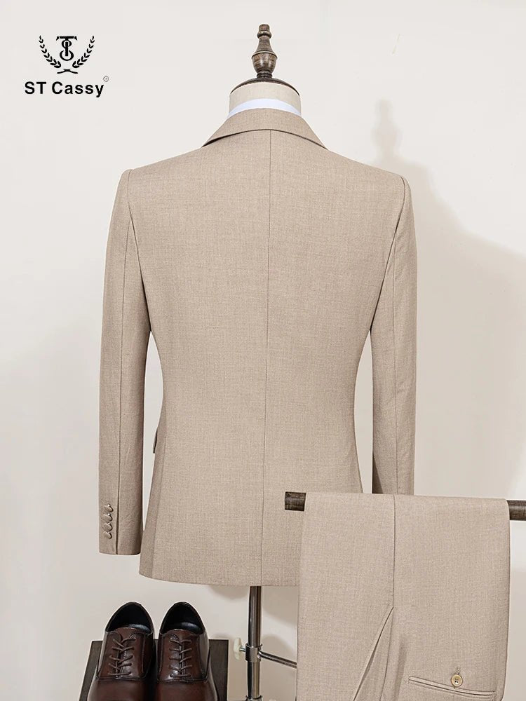 ST Cassy Elegant Men's Suits for Wedding Slim Fit Double Breasted Multiple Buttons Casual Business Two-Piece Dress Party Outfit - Luzilly Bridal & Apparel