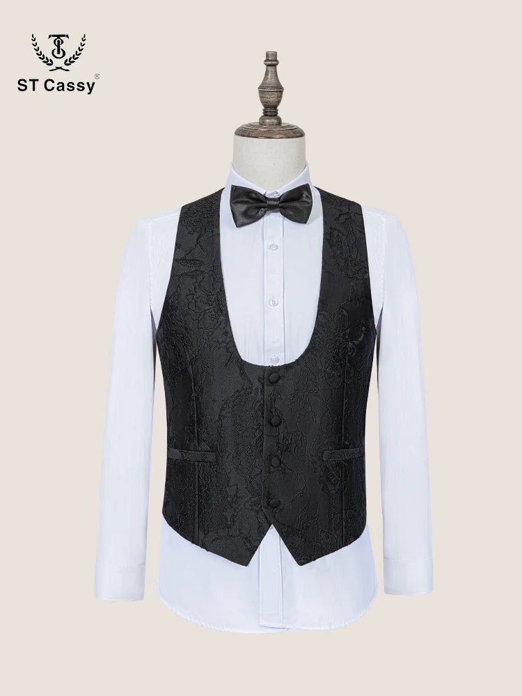 ST Cassy high quality luxury men's suit 3 piece set dinner black party tuxedo banquet attire Fashion Male Groom wedding - Luzilly Bridal & Apparel