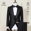 ST Cassy high quality luxury men's suit 3 piece set dinner black party tuxedo banquet attire Fashion Male Groom wedding - Luzilly Bridal & Apparel