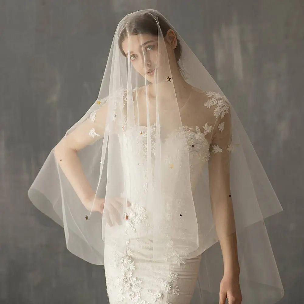 Star Floral Lace Bridal Veil