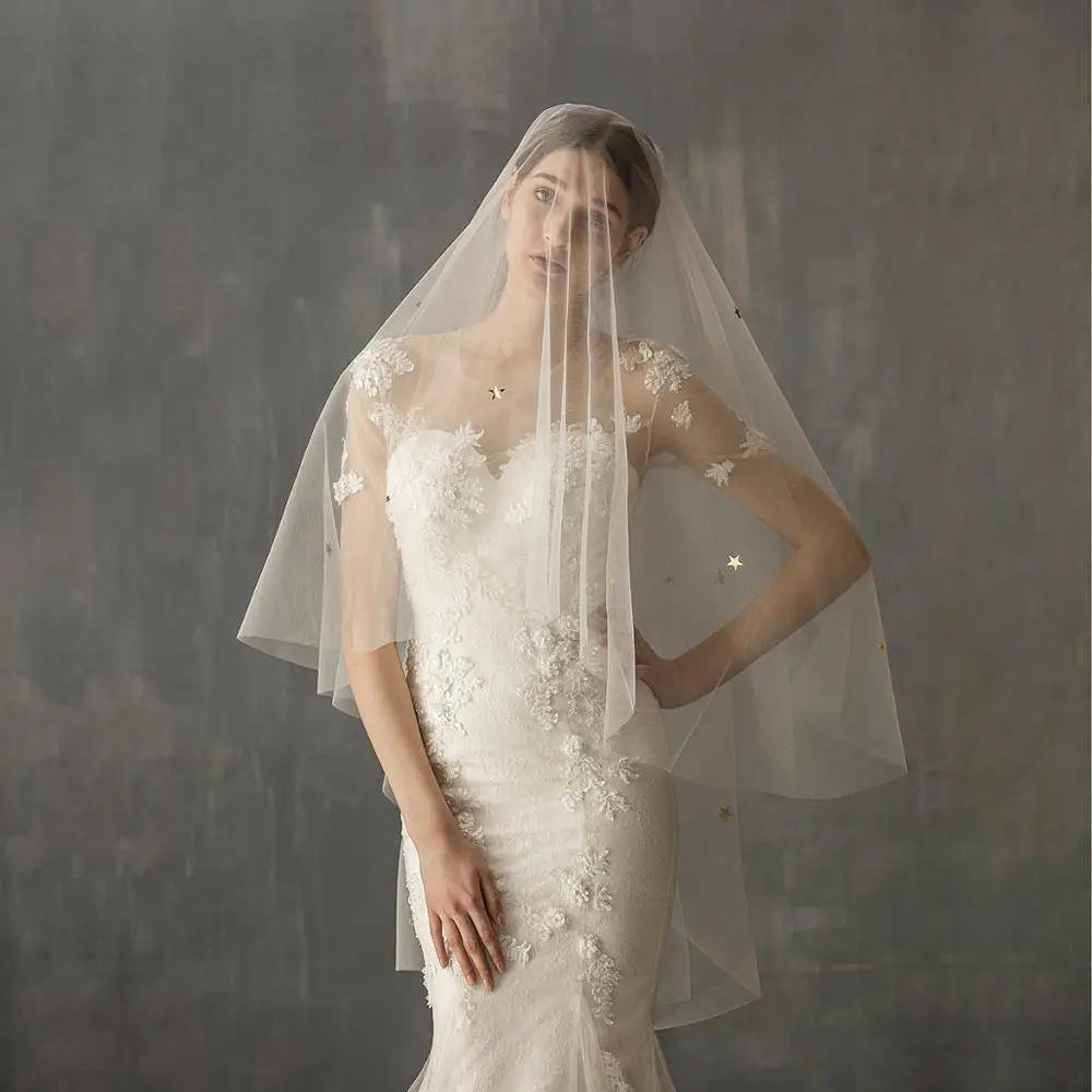 Star Floral Lace Bridal Veil
