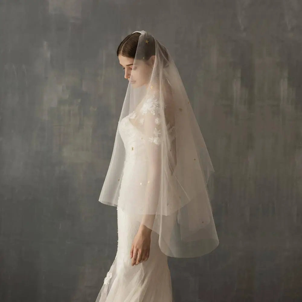 Star Floral Lace Bridal Veil