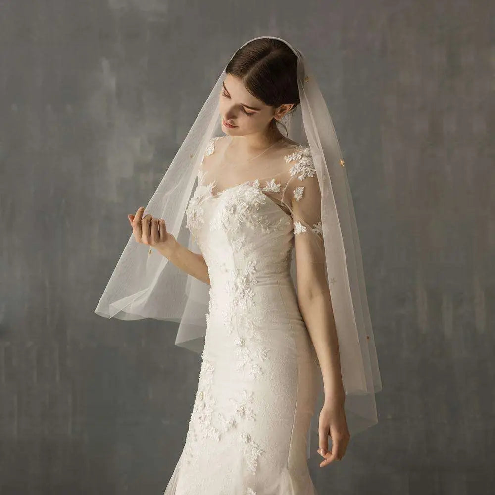 Star Floral Lace Bridal Veil