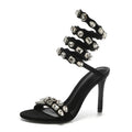 Star style Luxury Crystal Embellished Wraparound Women Sandals Stiletto High heels Gladiator Sandals Summer Wedding Prom Shoes - Luzilly Bridal & Apparel