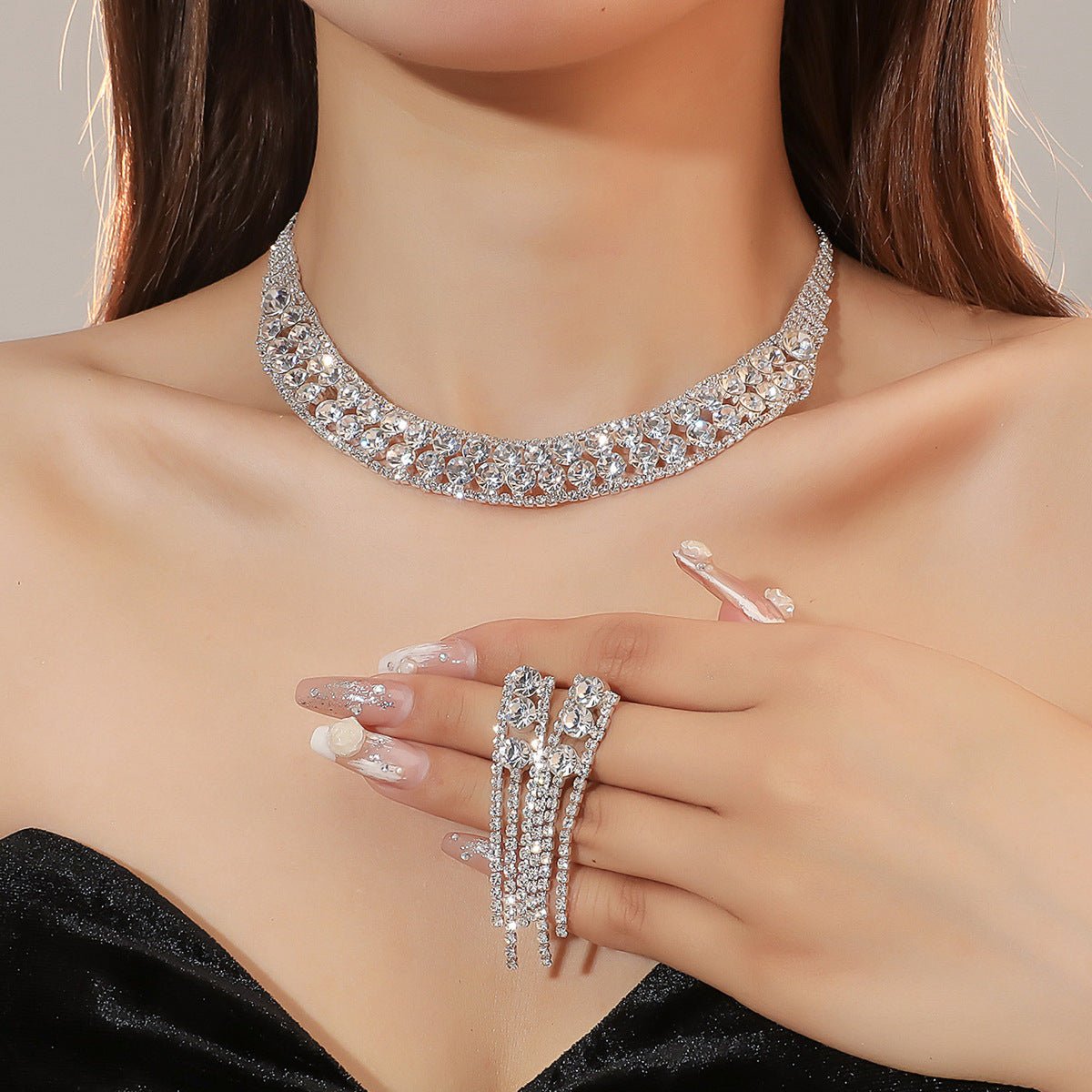 Statement Rhinestone Bridal Jewelry Set - Luzilly Bridal & Apparel