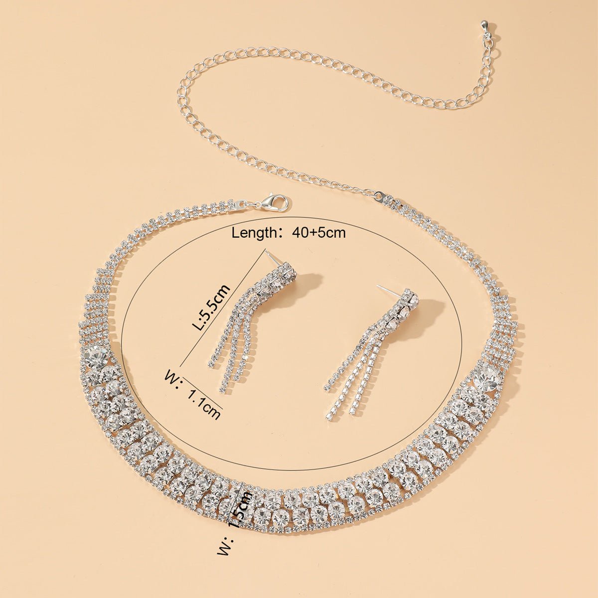 Statement Rhinestone Bridal Jewelry Set - Luzilly Bridal & Apparel