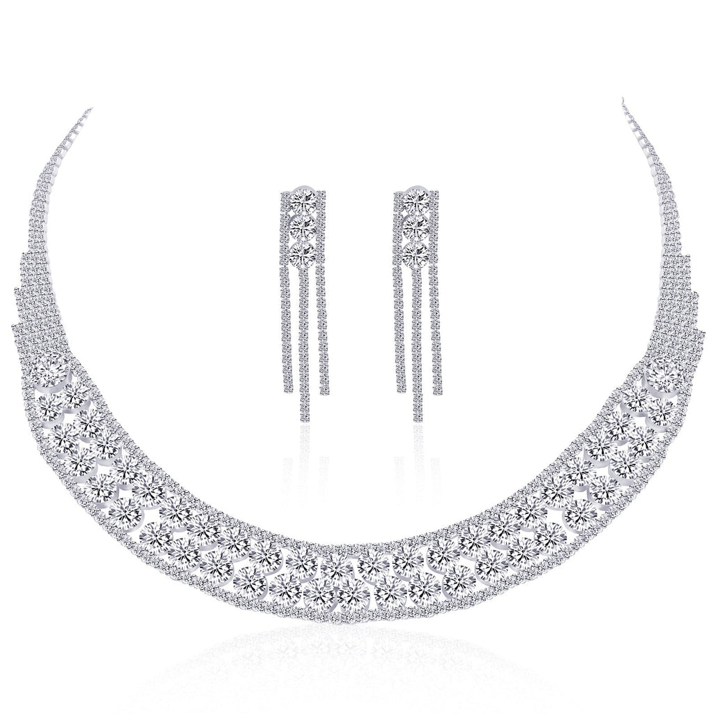 Statement Rhinestone Bridal Jewelry Set - Luzilly Bridal & Apparel