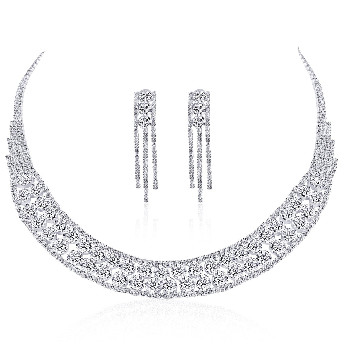 Statement Rhinestone Bridal Jewelry Set - Luzilly Bridal & Apparel