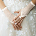 Stone Embellished Fishnet Fingerless Wedding Gloves - Luzilly Bridal & Apparel