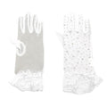 Stone Embellished Lace Cuff Mesh Dressy Wedding Gloves - Luzilly Bridal & Apparel