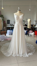 Strap Fishtail Wedding Dress Bridal Slim Satin Lace Dress - Luzilly Bridal & Apparel