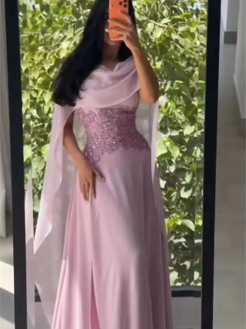 Strapless Beaded Appliqué A-Line Prom Dress with Shawl - Luzilly Bridal & Apparel