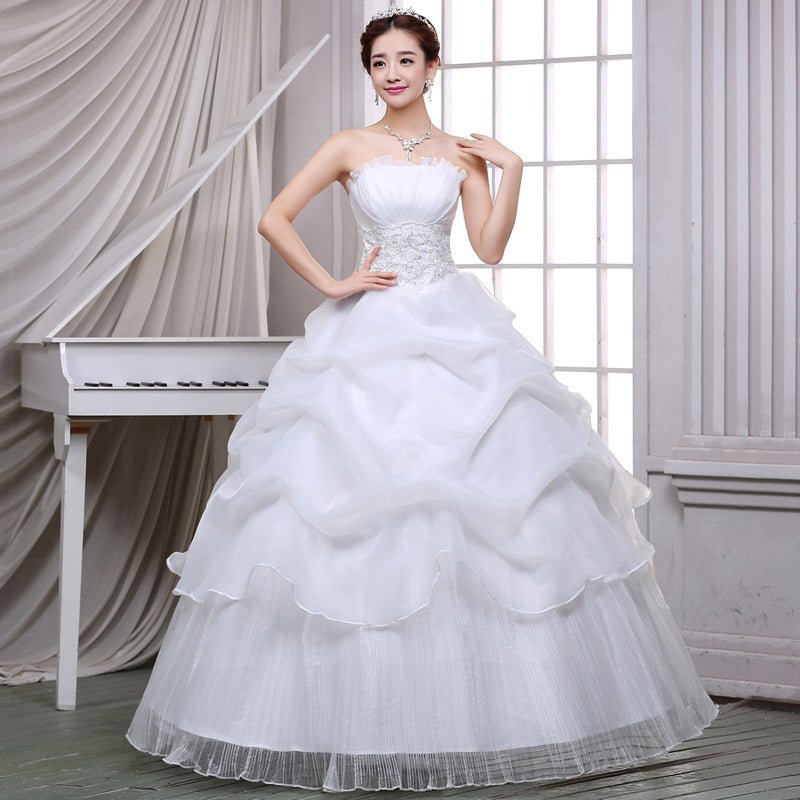 Strapless Mesh and Lace Wedding Dress - Luzilly Bridal & Apparel