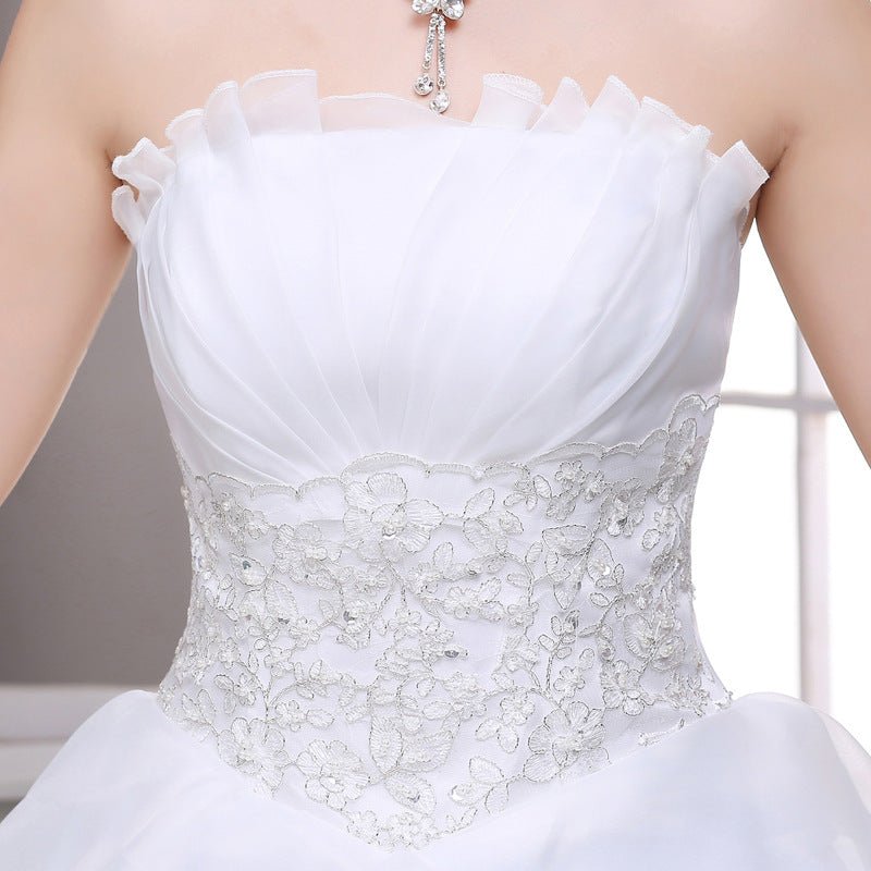 Strapless Mesh and Lace Wedding Dress - Luzilly Bridal & Apparel