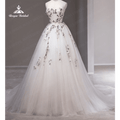 Strapless Organza A-Line Wedding Gown with Embroidery - Luzilly Bridal & Apparel