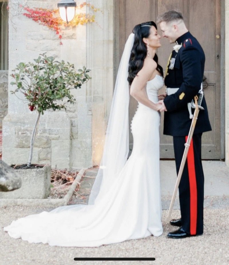 Strapless Pearl Satin Mermaid Wedding Dress - Luzilly Bridal & Apparel