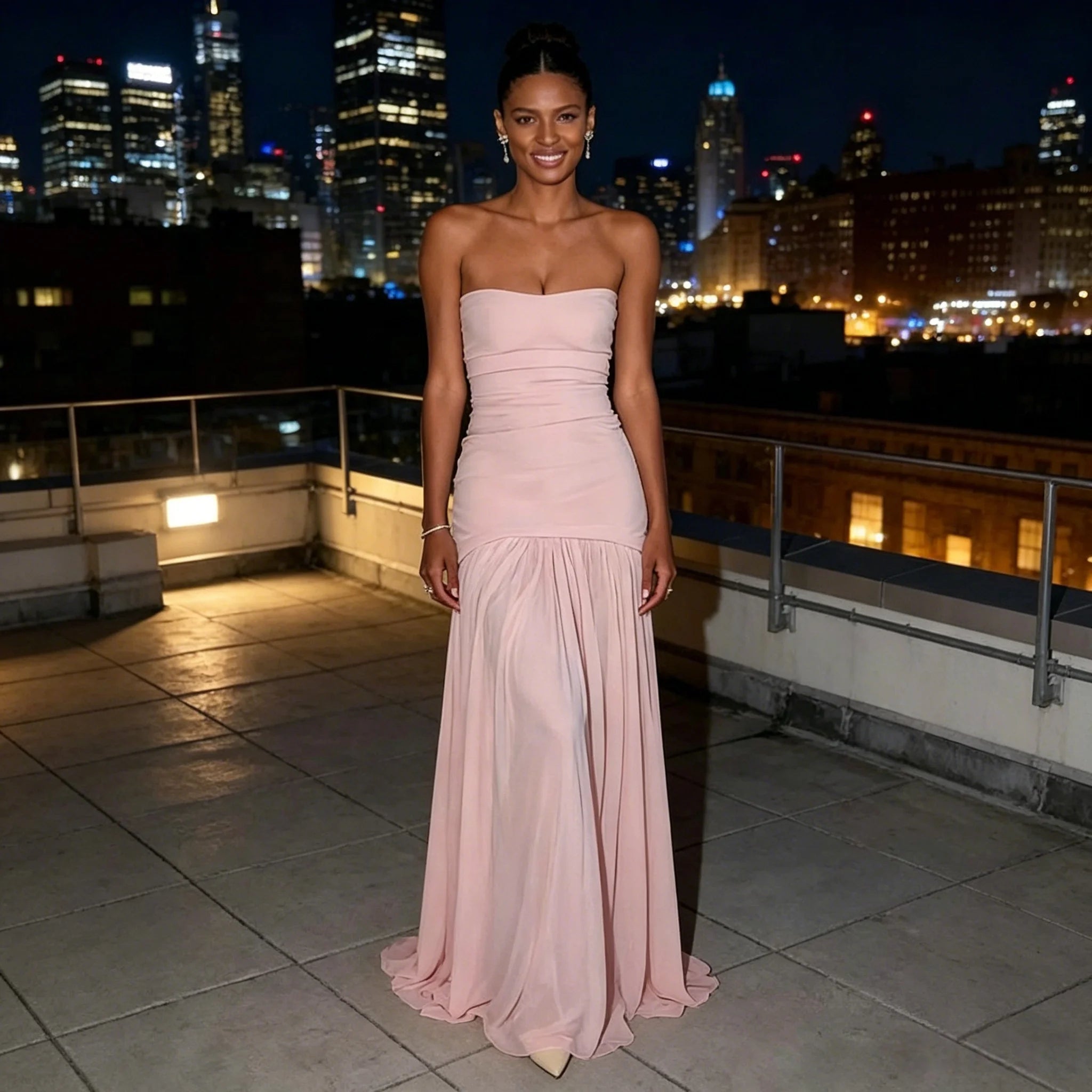 Strapless Pleated Chiffon Bridesmaid Dress - Luzilly Bridal & Apparel