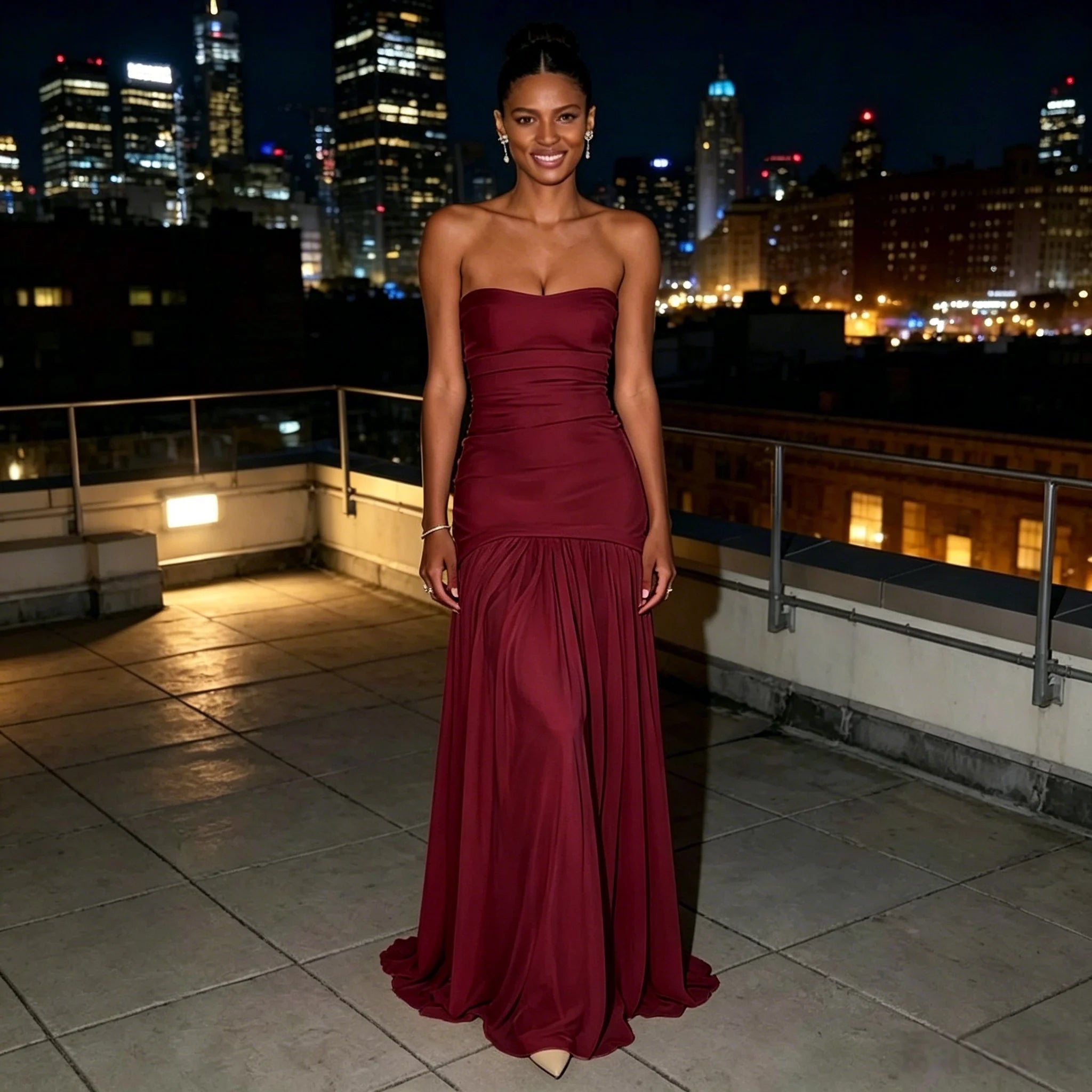 Strapless Pleated Chiffon Bridesmaid Dress - Luzilly Bridal & Apparel
