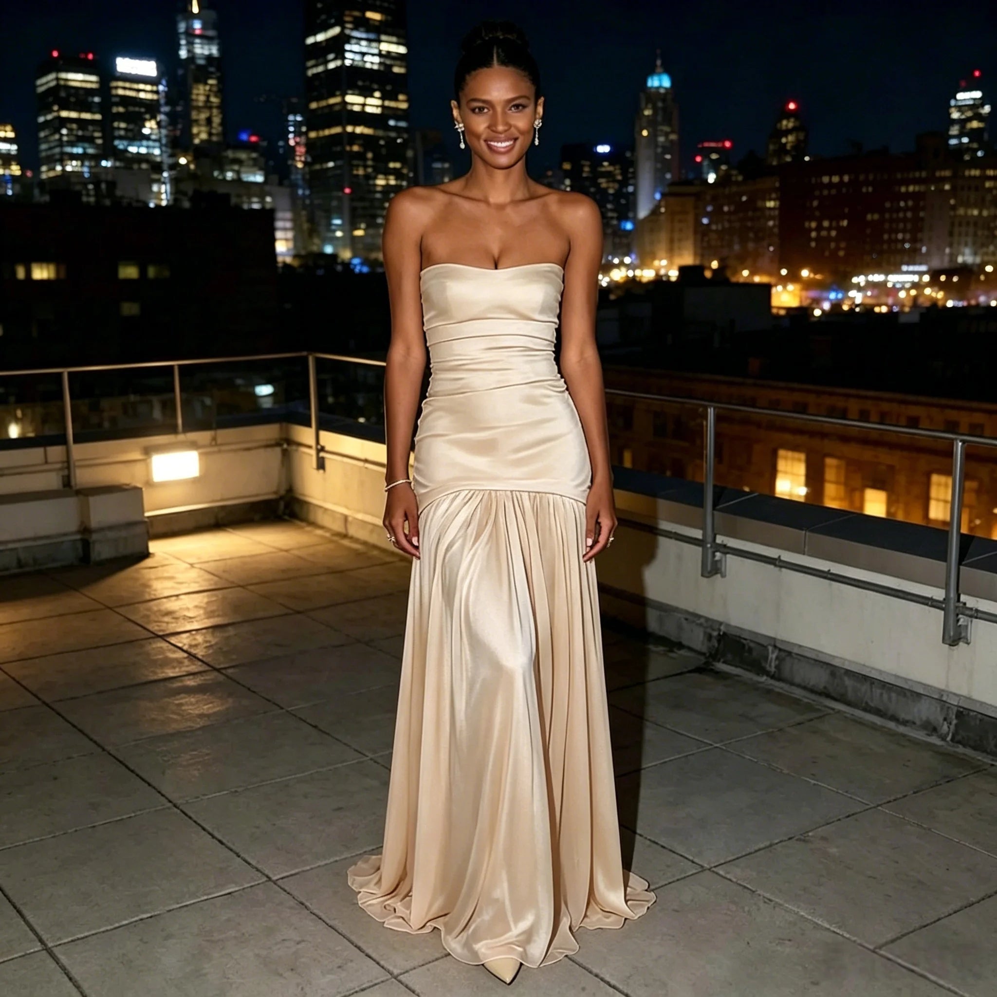 Strapless Pleated Chiffon Bridesmaid Dress - Luzilly Bridal & Apparel