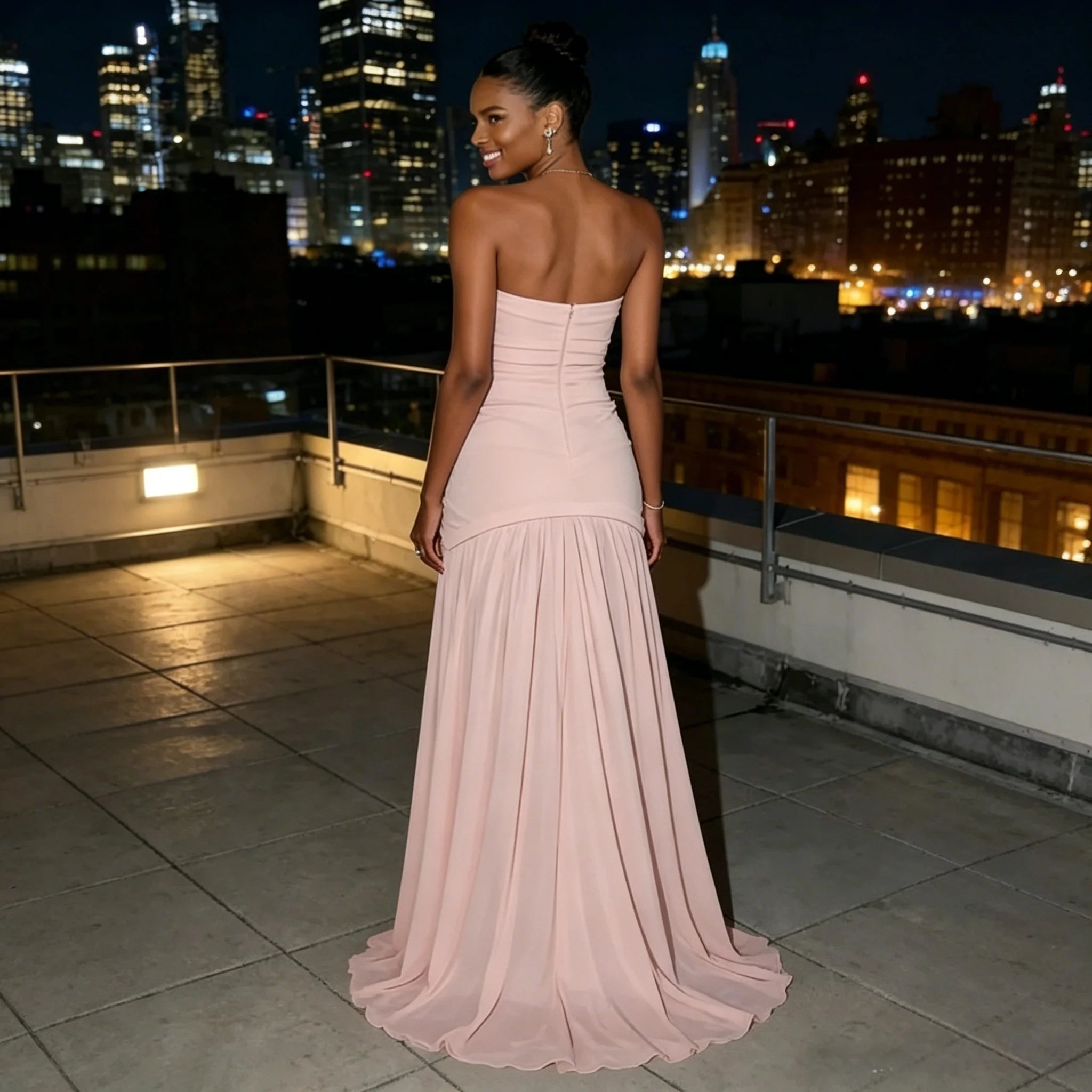 Strapless Pleated Chiffon Bridesmaid Dress - Luzilly Bridal & Apparel